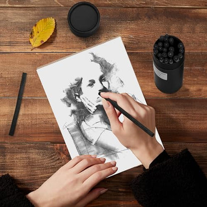 MyLifeUNIT Vine Charcoal Sticks, Willow Sketch Charcoal Pencils for Drawing, Pack of 25 (7-9 MM Dia)