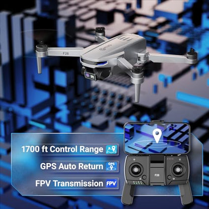 Contixo F28 GPS Drone with Camera for Adults Beginners, Foldable FPV Drone with Auto Follow, One Key Return, Waypoint Flight, Selfie Mode, 23 Min Flight Time, Carrying Case, No FAA Registration - style: F28