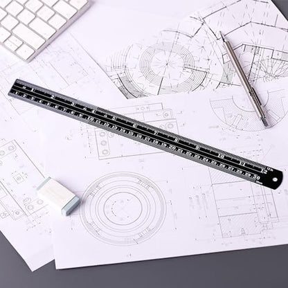 Mr. Pen- Metal Straight Edge Ruler, 2 Pack, 6" and 12", Black - color: Black, size: 6, 12 inch