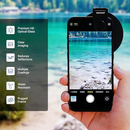 NEEWER 67mm Phone CPL Filter with Cold Shoe Clip, HD Circular Polarizer Lens Filter Accessories with Adjustable Polarization, Compatible with Android Samsung S26 Ultra iPhone 17 Pro Max & More, FL-113 - style: CPL w/Cold Shoe Clip