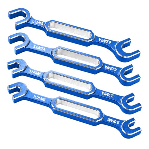 RC Car Turnbuckle Wrenches 3.0/3.2/3.5/3.7/4.0/5.0/5.5/6.0mm, 4PCS Blue ﻿ - color: Blue & Silver