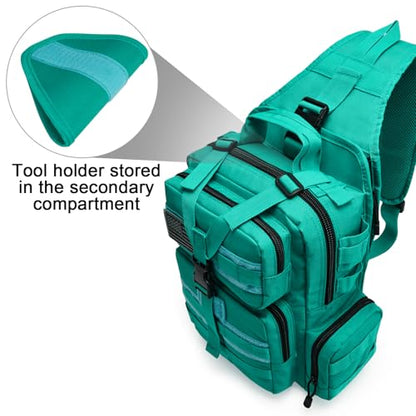 G4Free Large Tactical EDC Sling Bag, Adjustable Holder Backpack for Men - color: Peacock Green