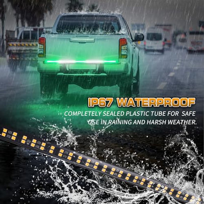 XRIDONSEN 60 inch Tailgate Strobe Lights Strip Green White Emergency Lights - color: Green/White