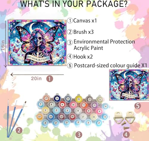 igoodom Sugar Skull Paint by Numbers Kit for Adults, DIY Painting Project - color: MY0300, size: 19.7x15.7in(50x40cm)