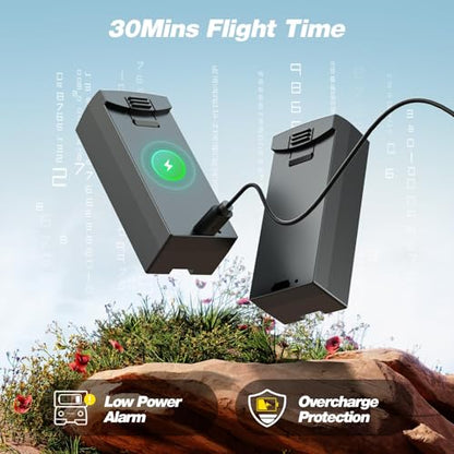 DEERC D20S Drone with Camera 1080P, Includes Extra Battery (3 Total), Up to 45 Minutes Flight Time, Foldable FPV Drone for Kids & Adults
