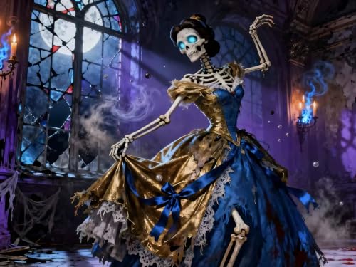 PINFFSHU Horror Gothic Skull Diamond Art Kits for Adults Halloween - color: skeleton princess