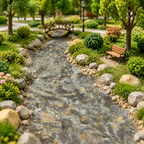 5Pcs 11.8 X 8.7 Artificial Water Wave Effect Stickers, DIY Ripple Water Effect Sheet, Fake River Scenery Effect Stream Pattern Sticker for Lake Scene Home Sand Table Model Decoration