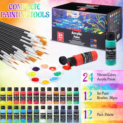 AmazingSpark 12 Set Sip and Paint Kit for Adults Pre Drawn Canvas,Scenery - style: Brilliant Scenery