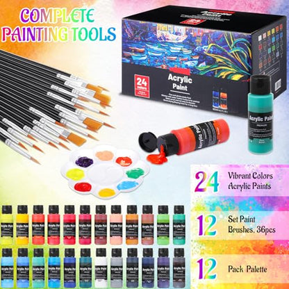 AmazingSpark 12 Set Sip and Paint Kit for Adults Pre Drawn Canvas,Scenery - style: Brilliant Scenery