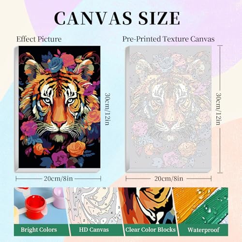 Camocin 4 Pack Framed Paint by Numbers Kit for Adults with Wooden Easel - color: LBOP4PF05