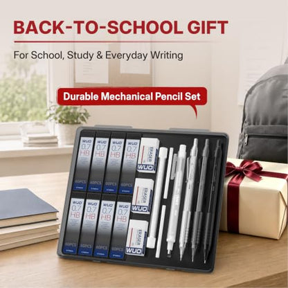 WUO 0.7mm Mechanical Pencil Set, 3 Pack Metal Drafting Pencils - color: Mixed Colors, size: 0.7