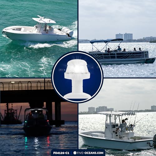 Five Oceans LED Anchor & Bi-Color Boat Navigation Light Kit - style: Anchor & Bi-Color Light - Kit#1 (White)