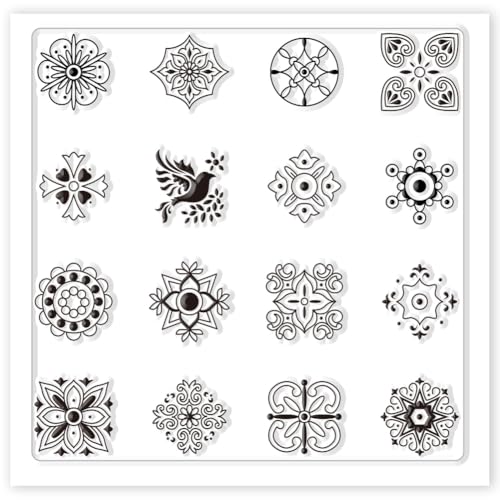 CHGCRAFT Polymer Clay Texture Sheets Boho Polymer Clay Texture Mat Silicone Texture Stamp Clay Modeling Pattern Pad Silicone Clay Texture Mat for Making Earrings Jewerly 5.5x5.5inch - style: Boho