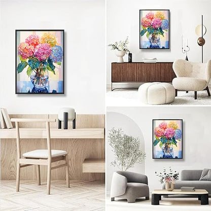 Hydrangea Paint by Numbers for Adults with Framed Canvas - Wooden Easel - color: DKMT0160, size: 12*16inch