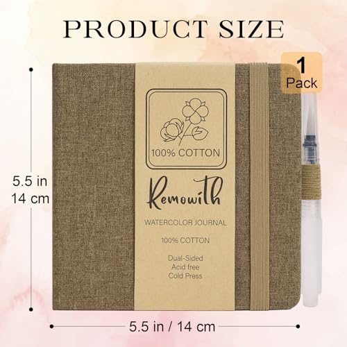 Watercolor Journal Sketchbook 5.5x5.5 24 Sheets Brown - color: Brown, size: 5.5x 5.5 Inch