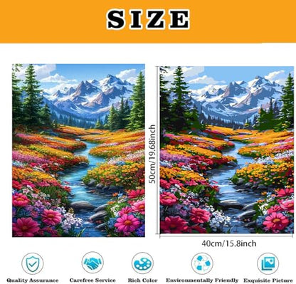 KICHANG Landscape Paint by Numbers Kit for Adults Beginner (Without Frame) - color: YH03813