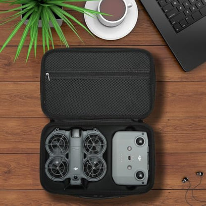 Carrying Case for DJI Neo 2, PU Hard Shell with Shoulder Strap,Compatible with DJI Neo 2 and Drone Accessories, Soft Lining, with Mesh Pocket,Black
