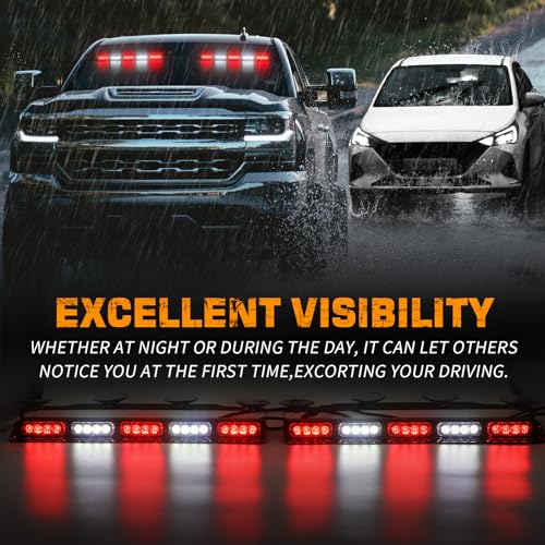 XRIDONSEN 2x 17 inch Red White Emergency Lights 40 LED Dash Strobe lights - color: Red/White