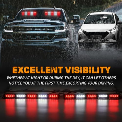 XRIDONSEN 2x 17 inch Red White Emergency Lights 40 LED Dash Strobe lights - color: Red/White