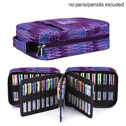 Pencil Case Holder Slot with Zipper Closure Large Capacity Pen Organizer - color: purple