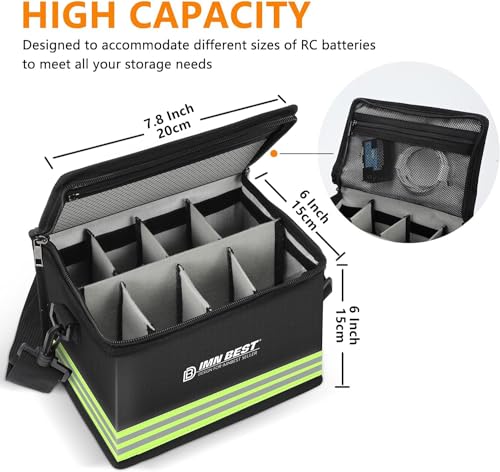 ImnBest Lipo Safe Bag Fireproof, Explosion-proof Bag, Large Capacity, Fireproof Safe, Lipo Battery Storage Box, Protective Safe Bag for Charging and Storing (Black+Grid Classification) - color: Black+Grid Classification