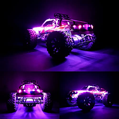 Waterproof LED Light Strips for RC Cars Trucks Airplanes Boats Drones Fixed Wing AR Wing Model Underglow Light (Pink) - color: Pink
