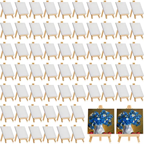 Mimorou 64 Pack Mini Canvas with Easel for Painting Wood, 5 x 5 Inch - size: 5 x 5 Inch