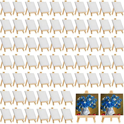 Mimorou 64 Pack Mini Canvas with Easel for Painting Wood, 5 x 5 Inch - size: 5 x 5 Inch