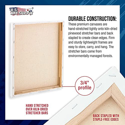 U.S. Art Supply 30"x48" Stretched Canvas for Painting, 3/4" Profile, 3-Pack - size: 30" x 48"