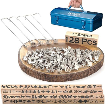 128Pcs 1" Custom Branding Iron for Wood, Leather Branding Stamp Kit - size: 128PCS 1" Assorted Characters Full Set