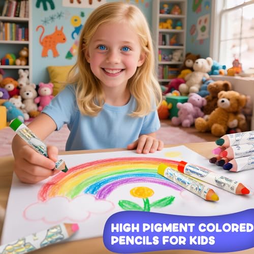ThEast Jumbo Toddlers Colored Pencils, Thick Chunky Crayons for Children - style: Glitter-8