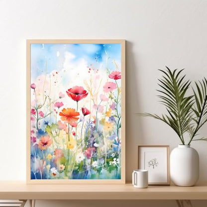 Kalonyth Flowers Framed Paint by Numbers Kit for Adults Beginner 8x12 inch - color: Frame-OP-US07