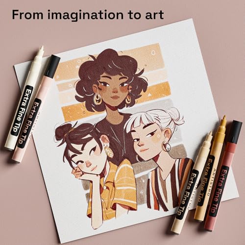 ARTISTRO 12 Skin Tones Paint Pens for Glass Marking - Extra-Fine Tip - color: Skin Tone