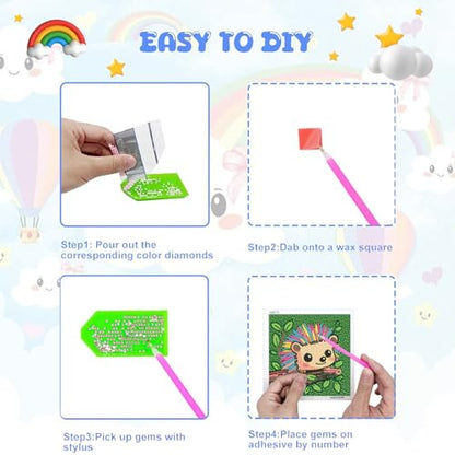 WEMEON Hedgehog Diamond Art Kits for Kids with Frame 7x7 inch - color: Hedgehog