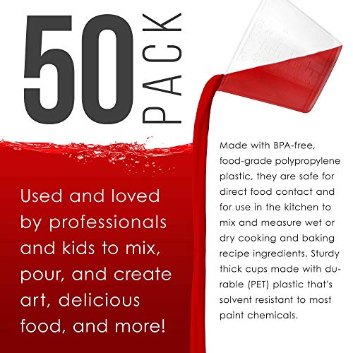 Pouring Masters 2 Oz (60 ml) Liquid Measuring Cups, 50 Pack with 25 Sticks - size: 2-Ounce - Cup