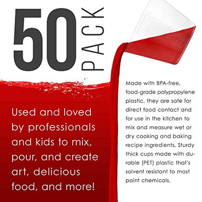 Pouring Masters 2 Oz (60 ml) Liquid Measuring Cups, 50 Pack with 25 Sticks - size: 2-Ounce - Cup