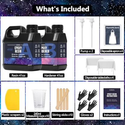 KISREL 82OZ Crystal Clear Epoxy Resin Kit - No Yellowing No Bubble for Art - size: 0.64 Gallon