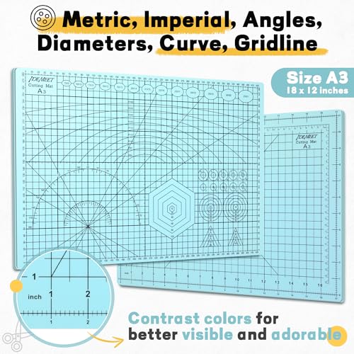 Self Healing Cutting Mat 18" x 12", A3 Double-Sided for Sewing & Quilting - color: Aqua Blue, size: A3:18‘’x12‘’