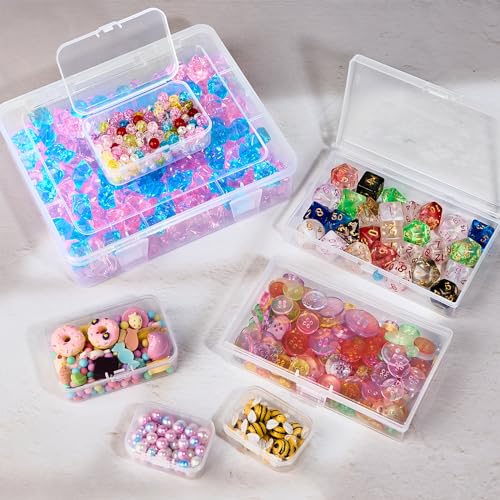 Clear Small Plastic Storage Containers with Lids, 7 Pack - size: 4 Size 7 Pcs