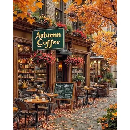 Autumn Paint by Numbers for Adults - Paint by Number Coffee on Canvas - color: MT23083