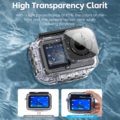 REYGEAK Waterproof Case for DJI Osmo Action 6,196FT/60M Underwater Protective Housing Cage with Quick Release Base for DJI Action 6 Accessories