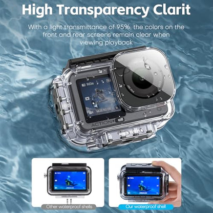 REYGEAK Waterproof Case for DJI Osmo Action 6,196FT/60M Underwater Protective Housing Cage with Quick Release Base for DJI Action 6 Accessories