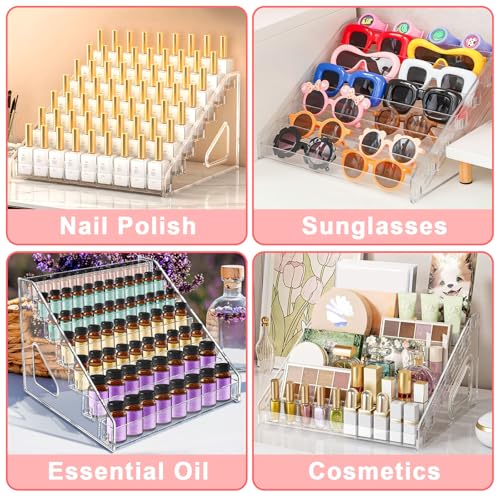 Vowcarol Clear 7-Tier Snap-On Acrylic Paint Organizer Rack | Holds 56 Bottles | Miniature & Craft Paint Storage