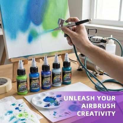 44 Colors Water-Based Acrylic Airbrush Paint Set with 6 Thinners - size: 0.67 Fl Oz (Pack of 1)
