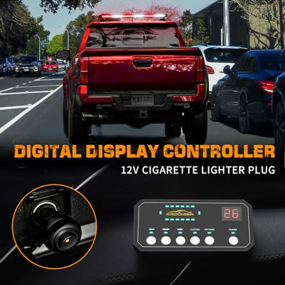XRIDONSEN 28.4" 80 LED Roof Emergency Lights Red White Strobe Light Bar - color: Red/White/Red/White