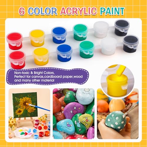 ESRICH 5 Set Canvas Painting Kit, Mini Acrylic Paint Set - size: 5 set 4 x 4 inches