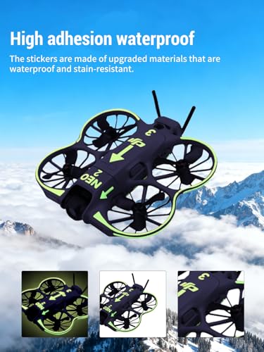 for DJI Neo 2 Glow in The Dark Drone Skin Sticker, Scratch-Resistant Waterproof Luminous Night Flying Decals, Cool Neon Protective Drone Stickers, DJI Neo 2 Accessories, Light Green