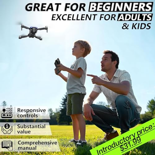 Foldable FPV Drone with 1080P Camera, RC Mini Drone for Kids and Adults, 2 Batteries, Carrying Case, Gesture Control, Altitude Hold, One-Key Launch/Landing, and 3D Flip Function