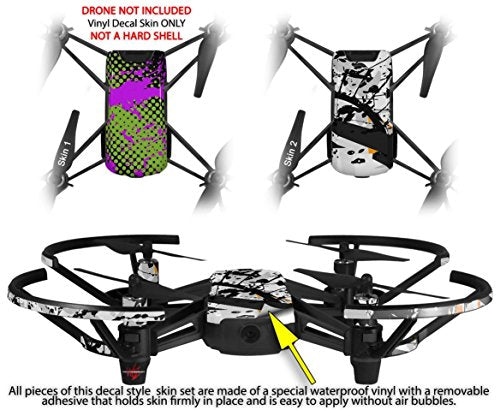 Skin Decal Wrap 2 Pack Compatible with DJI Ryze Tello Halftone Splatter Hot Pink Green Drone NOT Included