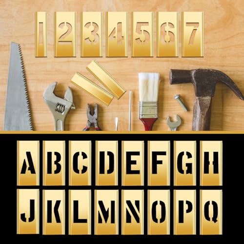 Pelopy 45 Pcs 3 Inch Brass Stencils Letters and Numbers Stencils Set - size: 3 Inch